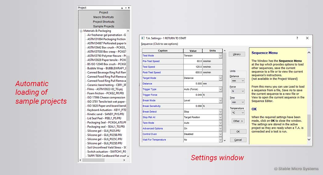 Choose a Project and modify any test settings to suit your product if necessary