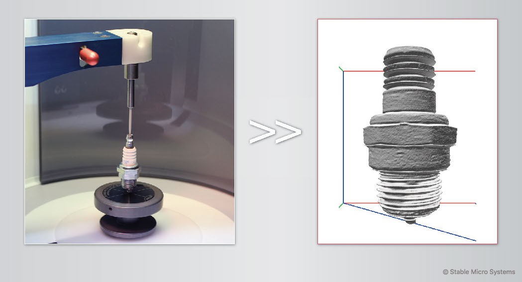 Spark plug sample ready for scanning >> Archived scan of sample
