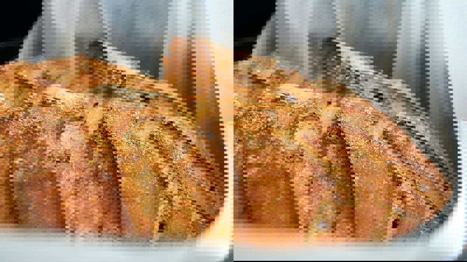 close-up of gluten-free bread in loaf tin