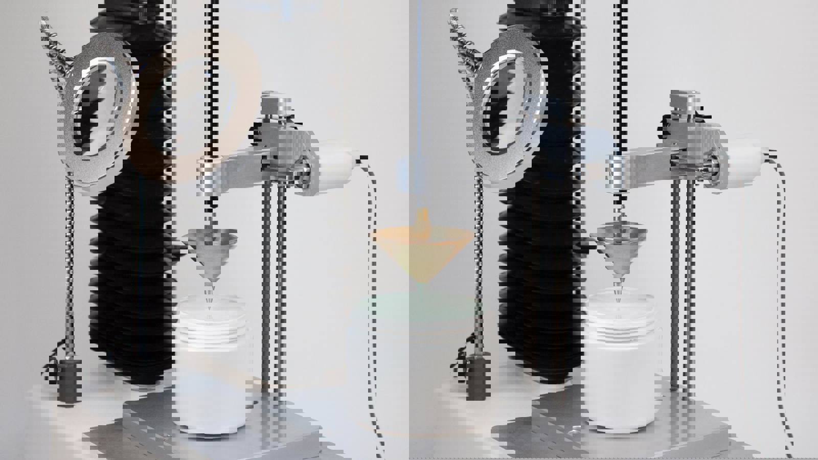 Penetrometer attached to Texture Analyser testing hair wax